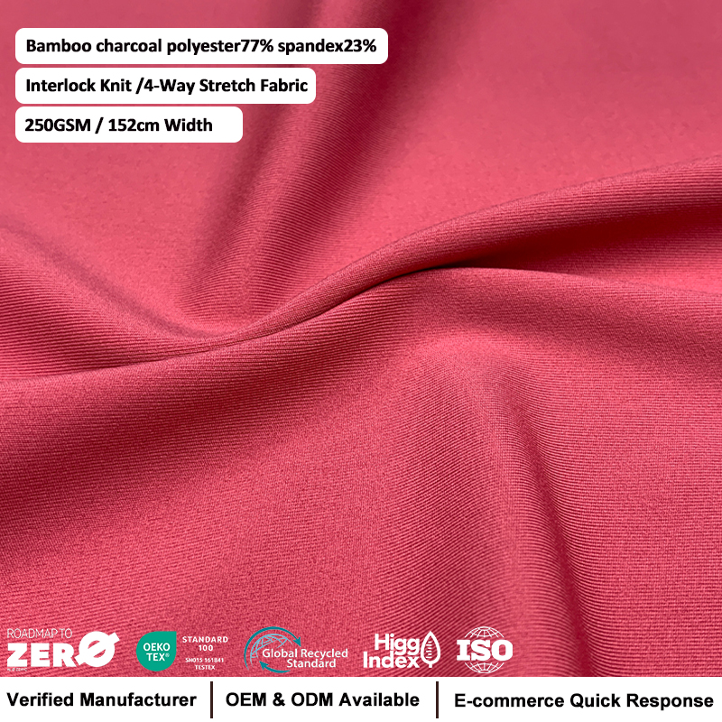 Moisture Quick Dry Anti Bacteria Deodorization Bamboo Charcoal Polyester77% Spandex23% Fabric For Swimwear Yoga Wear