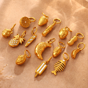 จี้รูปอาหาร โลหะผสมสังกะสี ประดับด้วยไมโครไรน์สโตน ของขวัญเครื่องประดับ DIY สำหรับทุกเพศ - Product Image 3