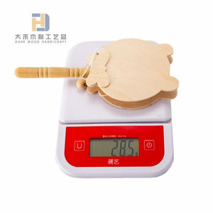 Tambour à <span class=keywords><strong>hochet</strong></span> en <span class=keywords><strong>bois</strong></span> brut, cloche en <span class=keywords><strong>bois</strong></span>, hochets à main pour la peinture artistique DIY, percussion éducative traditionnelle chinoise - Product Image 6