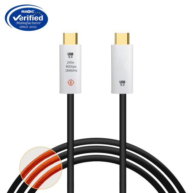 New Arrival Super Fast Charging Data Cable 80Gbps 16K USB 5 Thunderbolt 5 240W High-Speed Type-C with Braid Shielding PVC Jacket