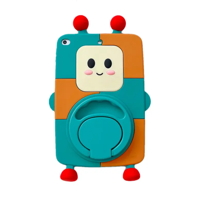 Netter Roboter mit Smiley-Ohren Kid With Kicks tand Tablet Case für iPad 10 air5/4/3 ipad 6 mini6 Silicone Tablet Cover