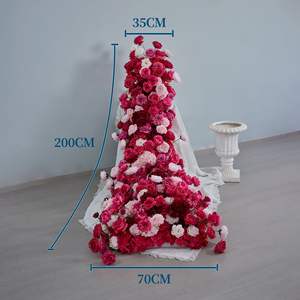 <span class=keywords><strong>2</strong></span> meter hete roze kunstmatige rozen bloemenrij sleep bruiloft podium achtergrond decoratie bloemen waterval arrangement - Product Image 4