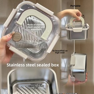 Large Capacity Portable Stainless Steel Multi-Functional Fresh-Keeping <b>Box</b> Steaming Baking <b>Lunch</b> <b>Box</b> Microwavable Plastic Lid - Product Image 3