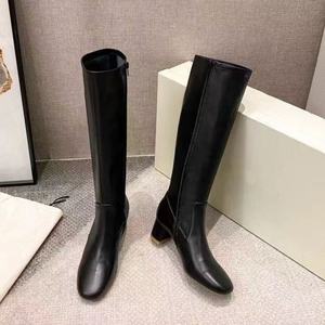 Nouvelles Bottes Longues Femme 2025 à Talon Carré et Moyen, Bout Rond, en Cuir de Haute Qualité, Imperméables pour l'Extérieur - Product Image 3
