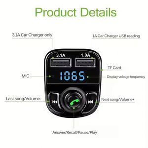 Hot Sale X8 Mp3 Player <b>Wireless</b> 5.0 Dual FM <b>Transmitter</b> Hands-free Audio Kit Car Charger for Vehicle - Product Image 3
