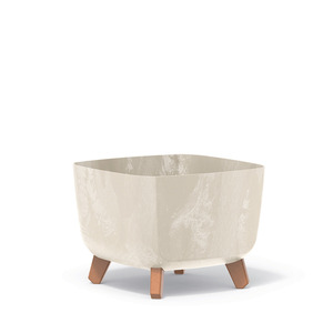 Jarrón Cuadrado GRACIA con Efecto Cemento 29X29X22CM Crema - Product Image 1