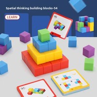 Balok Bangunan 3D untuk Melatih Pemikiran Spasial Anak, 40 Kubus, 54 Kartu, Mainan Edukasi STEM, Bersertifikasi EN71 CPC, Hadiah untuk Anak