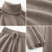 Conjunto de 3 piezas de cachemir para mujer: cárdigan largo, suéter de cuello alto y pantalones de pierna ancha, conjunto de punto para estar en casa, venta al por mayor