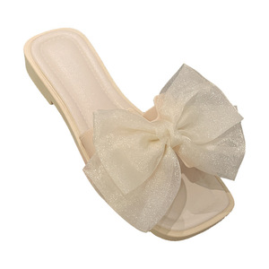XIXITIAO moda elegante damas hogar mujer moda casa zapatilla con lazo barato princesa arco niña diapositivas zapatillas para mujeres niñas - Product Image 6