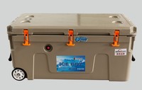 Glacière portable TOLEE 120L en plastique avec roues pour le camping et la pêche en extérieur, pour la conservation de la glace