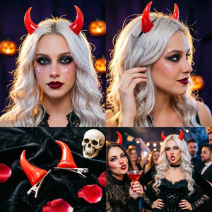 Fermagli per Capelli a Forma di Corna del Diavolo per Halloween, Accessorio Personalizzato per Donna, Ideale per Feste di Halloween - Product Image 3