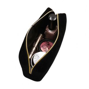 Factory Supplier Popular Trend <b>Black</b> Cotton Zipper Makeup <b>Bag</b> Custom Logo Printed <b>Canvas</b> Cosmetic Makeup <b>Bag</b> - Product Image 4