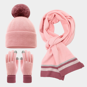 Ensemble trois pièces chaud pour l'extérieur, résistant au froid, pour femmes, en polaire, avec bonnet, écharpe et <span class=keywords><strong>gants</strong></span>, pour l'automne et l'hiver - Product Image 2