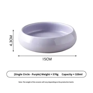 Bol en céramique surélevé pour chien, double, rond, design intérieur adapté aux animaux, pour l'alimentation des chiots (nourriture et eau) - Vente en gros - Product Image 5