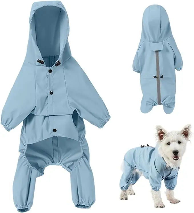 犬の防水レインコートの服通気性のあるペットの服犬のパーカー弾性カフフルペットの服雨の日