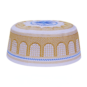 FF5611 <strong>Men</strong> Boys Polyester Embroidery Islamic <strong>Beanie</strong> Skull Cap Prayer Headwear Islamic Muslim Prayer Kufi <strong>Hat</strong> - Product Image 1