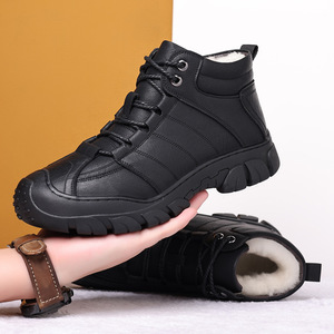 Botas de Invierno para Hombre, de Piel Genuina, Forro de Felpa, Suela de Goma, Punta Redonda, Botas de Nieve Cómodas - Product Image 3