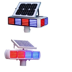 Balise de signalisation routière solaire LED rouge et bleue pour barricades, avec clignotant d'avertissement et lampes de signalisation routière solaires clignotantes - Product Image 1