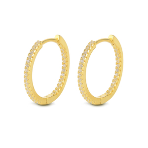 Boucles d'oreilles créoles ROXI minimalistes en argent sterling S925 avec pierres de zircon colorées pour femmes - Product Image 1