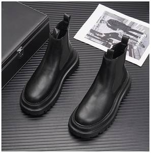 <span class=keywords><strong>2025</strong></span>年新作メンズハイカット厚底高さ増加ファッショントレンドショートブーツカジュアルアウトドアバイクシングルシューズ - Product Image 2