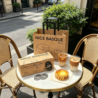 Boîte à gâteau basque en papier kraft |   Boîte d'emballage pliable à 3 compartiments pour desserts, idéale pour les pâtisseries à emporter et les cadeaux