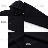 Sweat à capuche homme avec passe-pouce, 450 g/m², molleton bouclette épais, poignets côtelés superposés, style streetwear américain, bord roulé, logo personnalisé