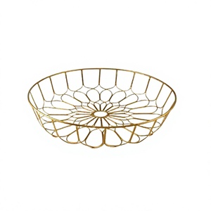 Panier de rangement pour fruits de forme ronde, taille personnalisée, en métal couleur or, panier à légumes à 3 niveaux - Product Image 1