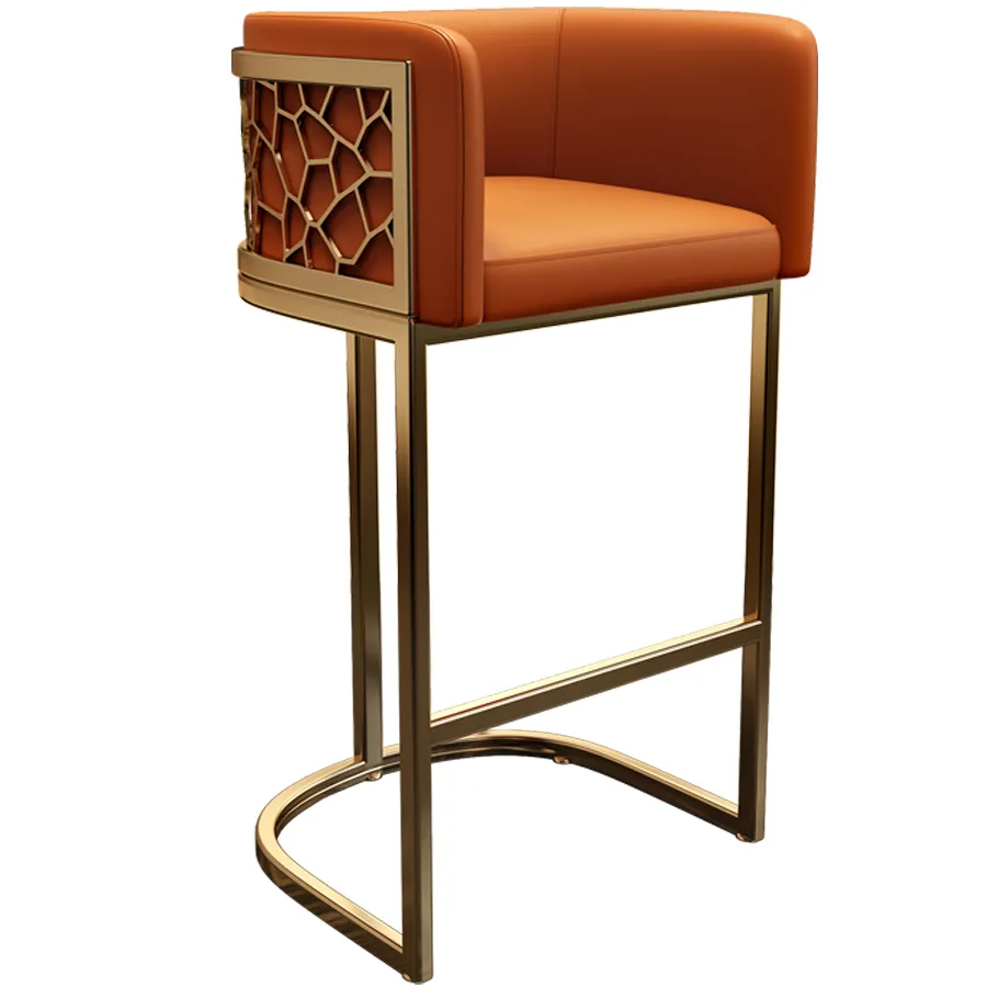 Modern Luxury Honeycomb Bar Stool High Chair Kitchen Island Counter Gold Metal Bar Chair
