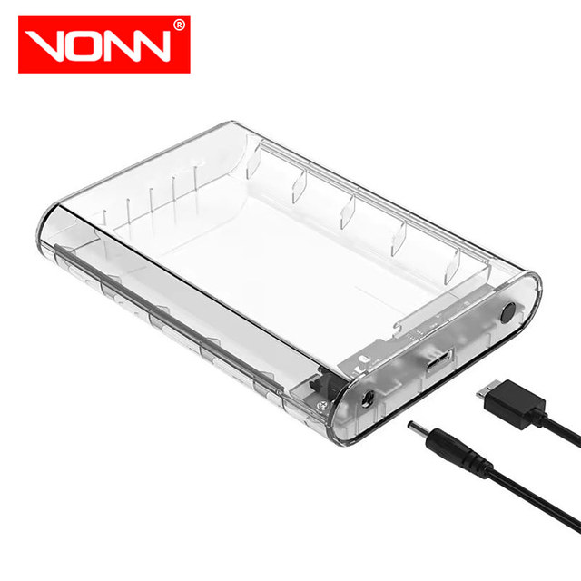 USB3.0 3.5Inch SATA  HDD Enclosure Mobile Case 6bps Monitoring Hard Disk with Transparent Shell