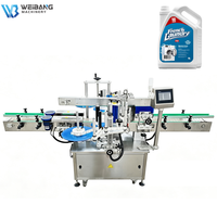 Machine d'étiquetage double face multifonctionnelle pour contenants en plastique carrés