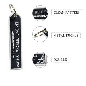 Hot Sale Woven Jet Fabric Cheap Embroidered Logo <b>Key</b> Tag for Motorcycle Flight <b>Label</b> Keychain - Product Image 2