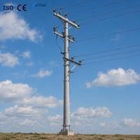 Poteau électrique en acier galvanisé à chaud léger et facile à installer pour ligne aérienne rurale