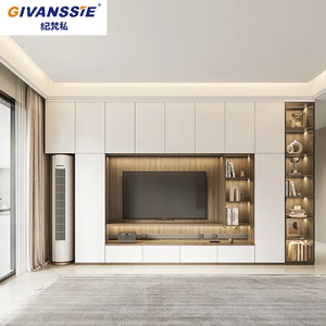 Meuble de salon moderne avec support TV LED et armoire de rangement réglable pour l'organisation et la présentation des appareils multimédias - Product Image 6