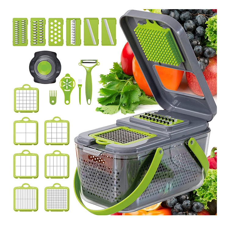 Cortador manual multifuncional 22 em 1 para cortar legumes, frutas e legumes, acessórios de cozinha para fatiar e cebola