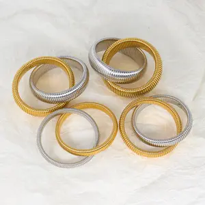 Modello di serpente misto oro argento braccialetto in acciaio inossidabile per eventi serali da ballo