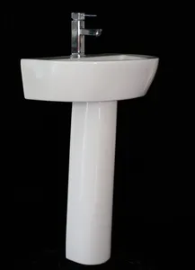 Lavatório de mão de cerâmica para banheiros, pedestal de utensílios sanitários fornecido de fábrica