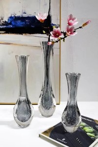 Hand Blown Glass Modern Artistic Amber <b>Clear</b> Cylinder Floor <b>Vase</b> Decorative Flower Vessel for Living Room Hotel Wedding - Product Image 6