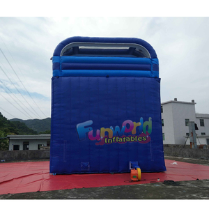 Màu Xanh Trượt Nước Với Hồ Bơi Inflatable Đôi Làn Trượt Trượt Nhiệt Đới Trượt Nước Inflatable - Product Image 5