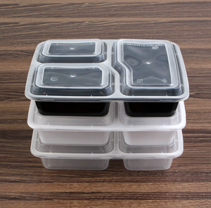 Emballage alimentaire en plastique en gros, boîte à lunch jetable à 3 compartiments, récipient alimentaire micro-ondable, boîte à bento à emporter - Product Image 3