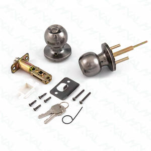 مقابض أبواب من الفولاذ المقاوم للصدأ بتصميم عتيق مع قفل، مقبض أنبوبي دائري بمفتاح، قفل كروي للأبواب الداخلية وغرف النوم والحمامات - Product Image 5