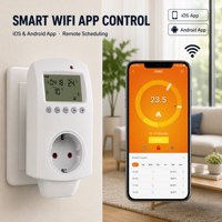 Termostato Enchufable Hysen HY02TPR para Calefacción por Suelo Radiante Eléctrico, Ecológico, Fácil Instalación, Compatible con EU/UK/US/AU/IT, 90-240V 16A