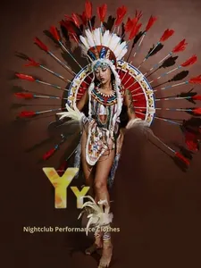Costume de scène Bar Gogo Yuyun Savage, robe de chef indien en soie/coton haut de gamme pour femme, modèle adulte 999, nouveauté - Product Image 3