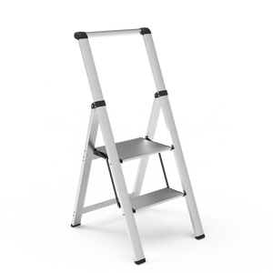 Escalera de Aluminio Moderna con Pasamanos, 2 Peldaños, Diseño Plegable Delgado y Portátil para Uso en Apartamentos, Plataforma Grande - Product Image 2