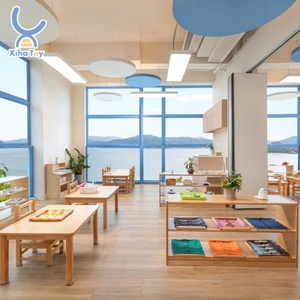 Set di tavolo, sedia e scaffale in legno Montessori, mobili per bambini per scuola materna, asilo, asilo nido, aula scolastica - Product Image 1