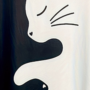 Gaun Wanita Elegan Motif Kucing Minimalis Kasual Warna Hitam Putih Gaya Klasik - Product Image 4