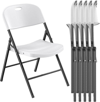 Chaises pliantes en plastique pour l'extérieur, chaises pliantes blanches portables, chaises en plastique et métal robustes pour pique-nique