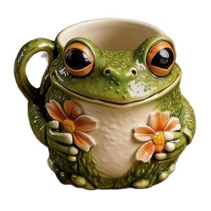Tasse en céramique en forme de grenouille avec couvercle, cadeau portable pour boire du thé ou du café - Product Image 5