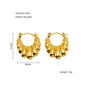 Pendientes de Acero Inoxidable Chapados en Oro de 18K para Mujer, Aros Geométricos Gruesos, Joyería Moderna con Diseño de Rosca, Personalizados para Fiesta - Product Image 2