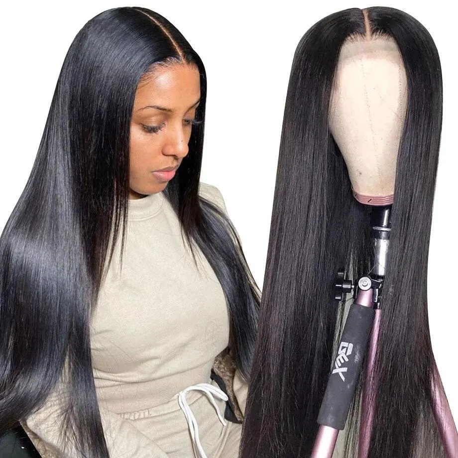 HD Transparent Lace Front wigs for Black women Wholesale Natural color Brazilian Human hair wigs Straight remy hair wigs