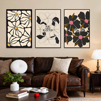 Art mural floral scandinave pour salon, chambre à coucher, peinture abstraite de fleurs colorées, décoration de la maison